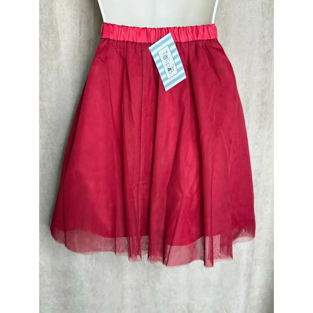 Tulip B Unique Vintage Red Mesh A-line Swing Skirt L NWT